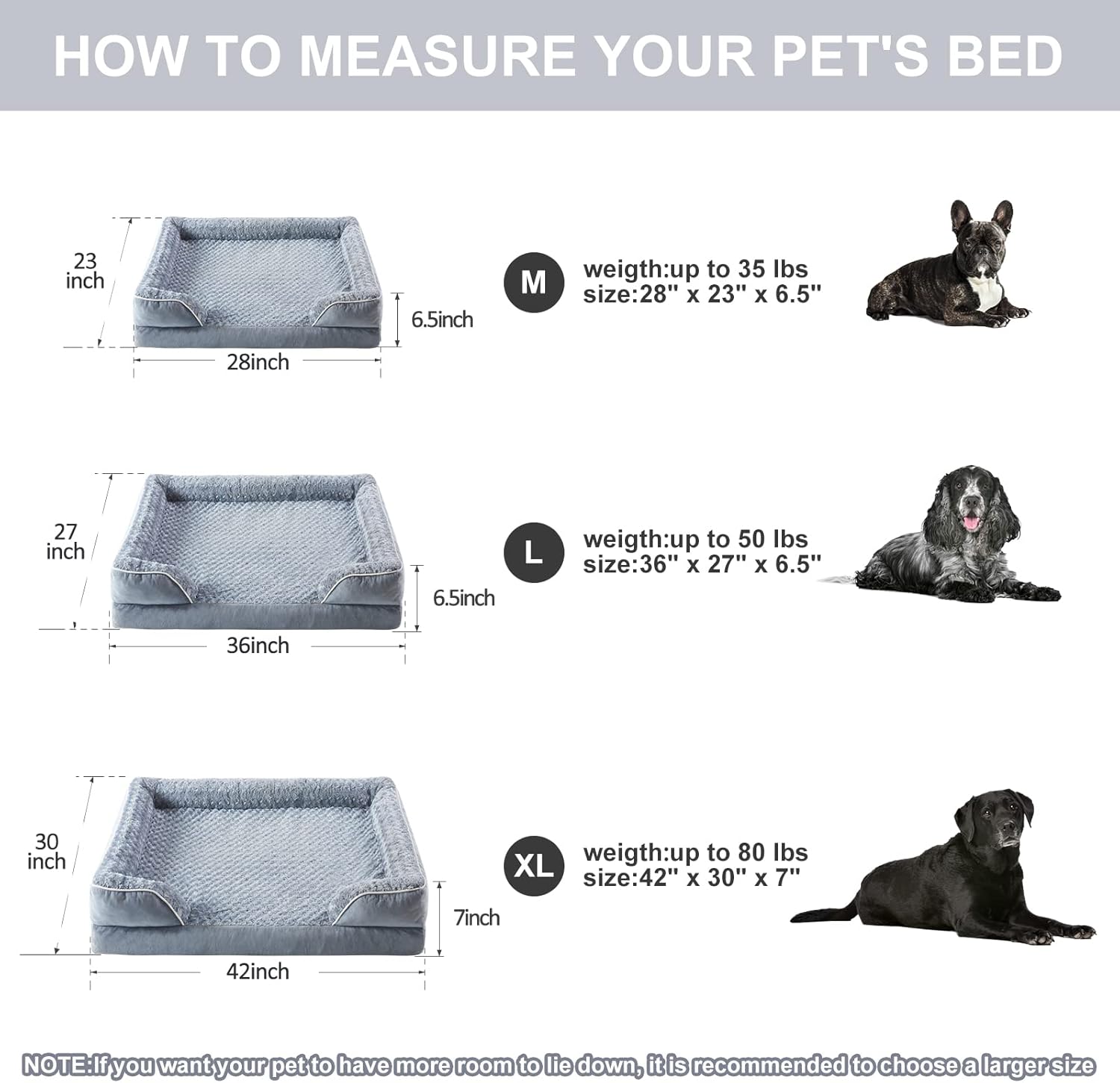 WNPETHOME Dog Beds for Large Dogs, Washable Dog Bed, Bolster Dog Sofa Bed with Waterproof Lining & Non-Skid Bottom, Orthopedic Egg Foam Dog Couch for Pet Sleeping, Pet Bed for Large Dogs : Pet Supplies