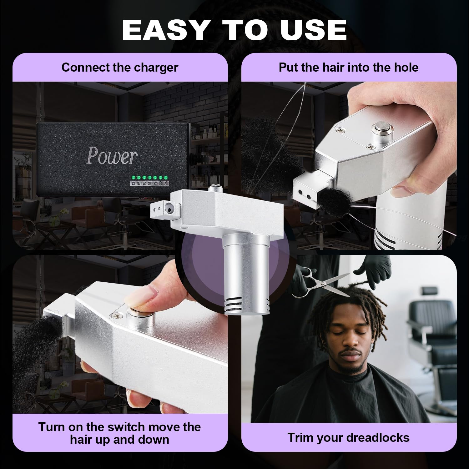 Patented Dreadlock Machine 2.0, Handheld Fast & Easy DIY Dreadlocks Maker, Automatic Loc Machine with 6 Replacement Holes and Multiple Tools