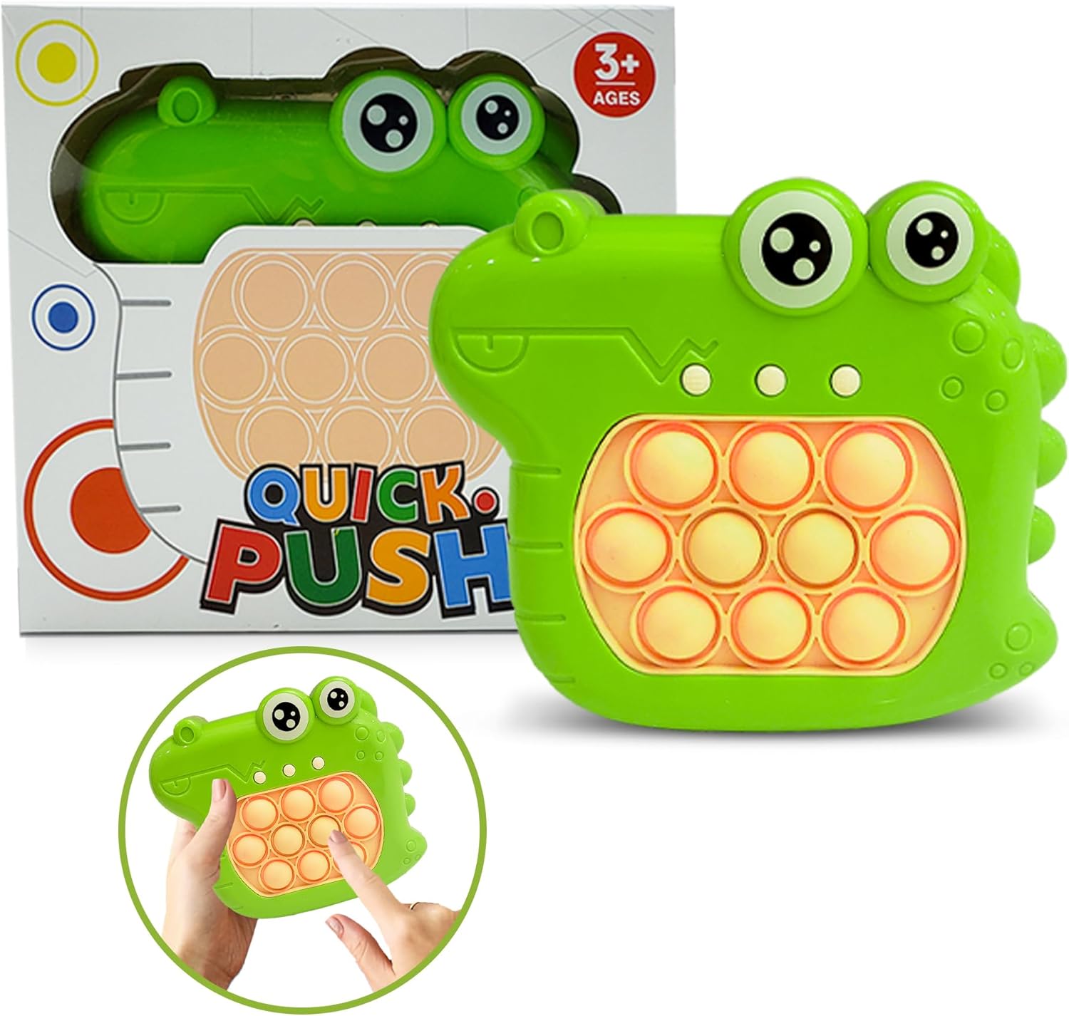 T-Rex Quick Push Pop Game It Fidget Toys Pro for Kids and Adults, Handheld Fast Puzzle Machine, Push Bubble Stress Toy, Party Favors, Birthday Gifts for Boys and Girls