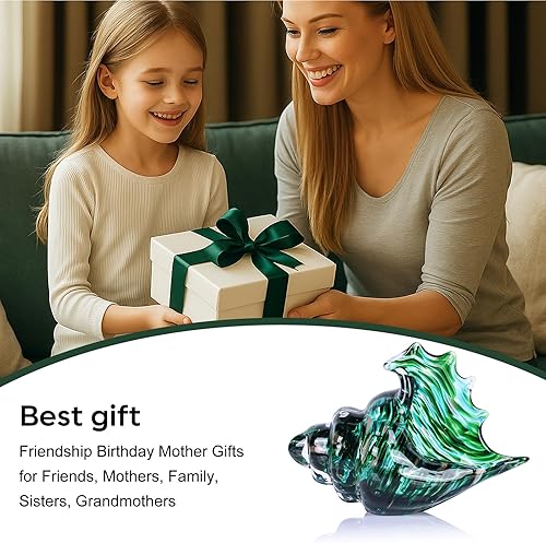 Miniatura 5 de LCCCK Escultura de concha de vidrio soplado a mano, figuras de arte de vidrio marino, decoración de habitación de playa, estatuas decorativas de