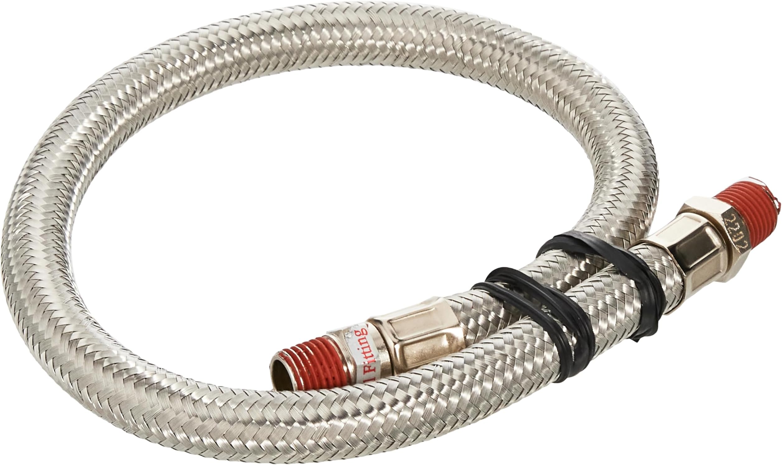 silver 18" Stainless Steel Braided Leader Hose without Check Valve, 92804