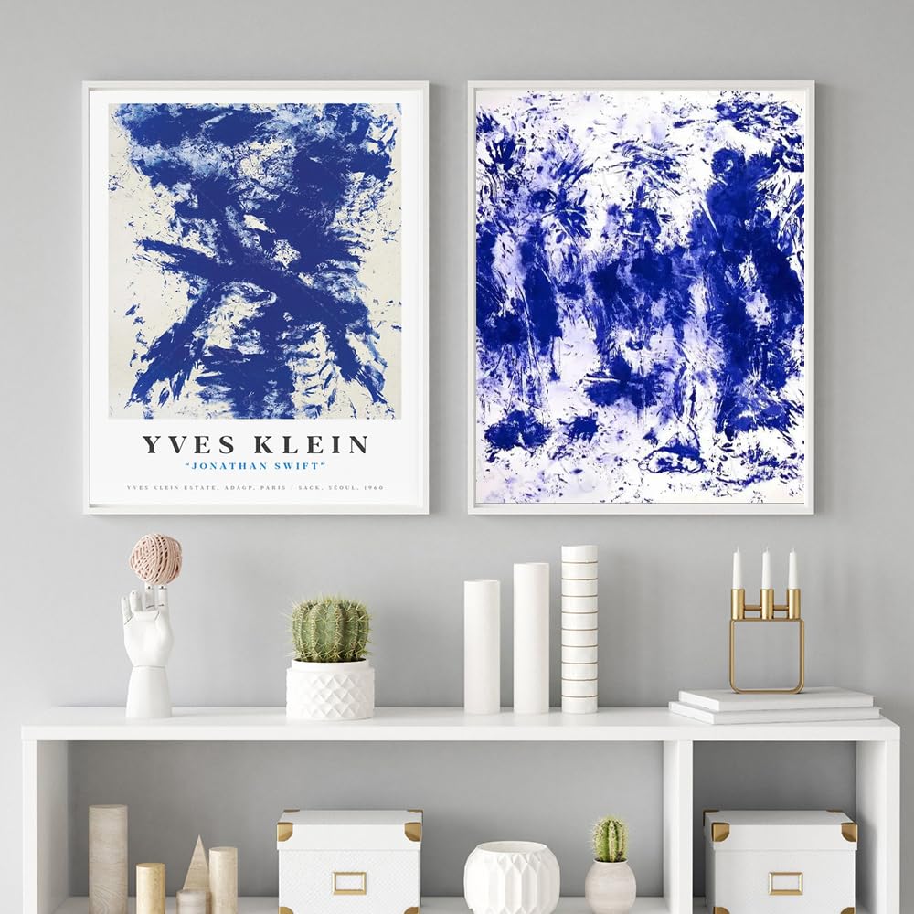 LHHJF LJHFA Yves Klein Exhibition Poster Blue Monochrome Wall Art Yves Klein Canvas Painting And Prints Nordic Home Decor Wall Picture 50x70cmx2 No Frame