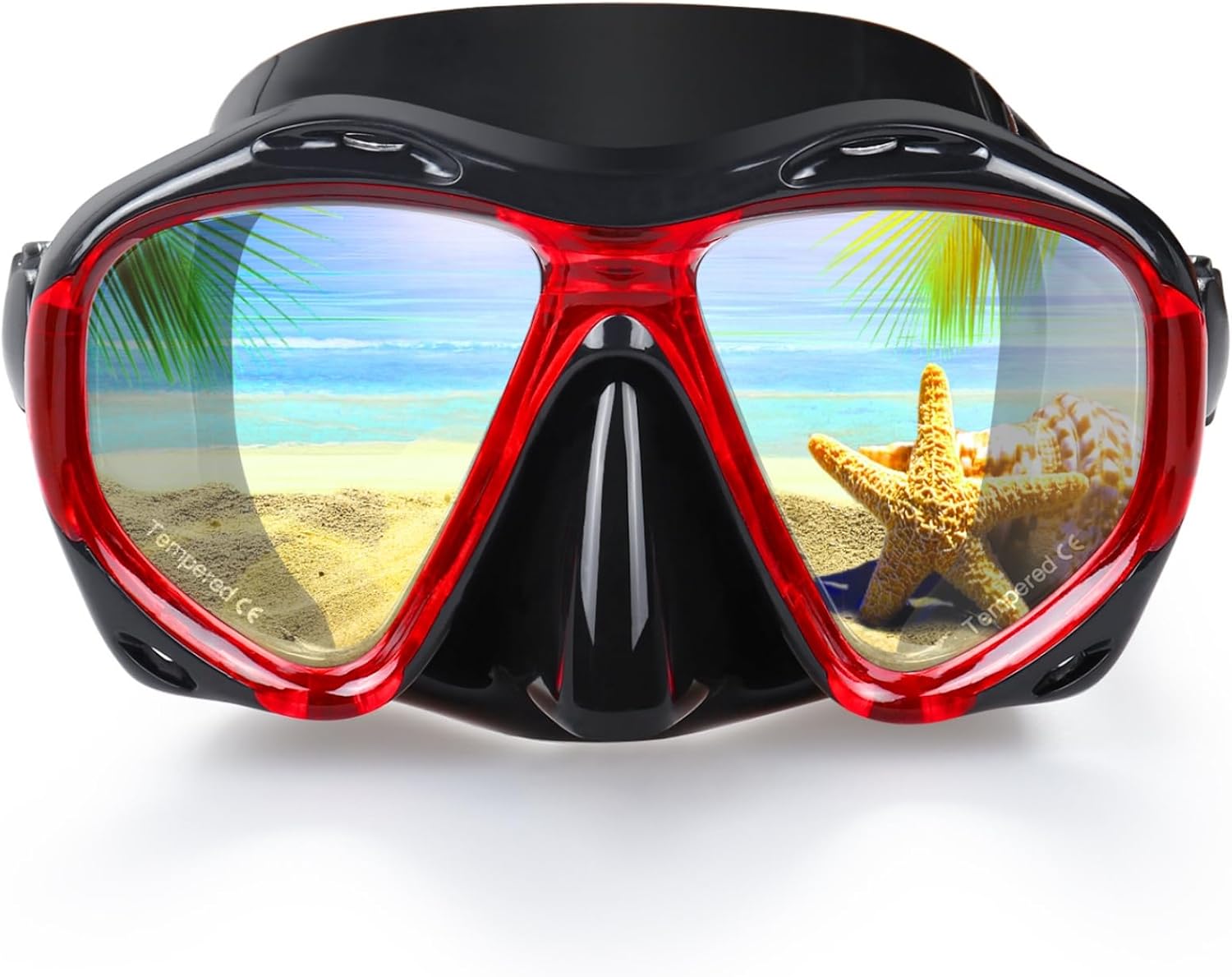 Snorkel Diving Mask Panoramic HD Swim Mask, Anti-Fog Scuba Diving Goggles,Tempered Glass Dive Mask Adult Youth Swim Goggles with Nose Cover for Diving, Snorkeling, Swimming