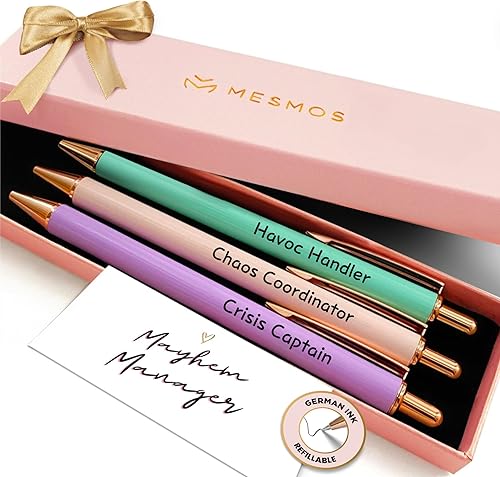 MESMOS Juego de 3 bolígrafos elegantes, regalos de jefe de coordinador del caos para mujeres, gerente de oficina, regalos de liderazgo y