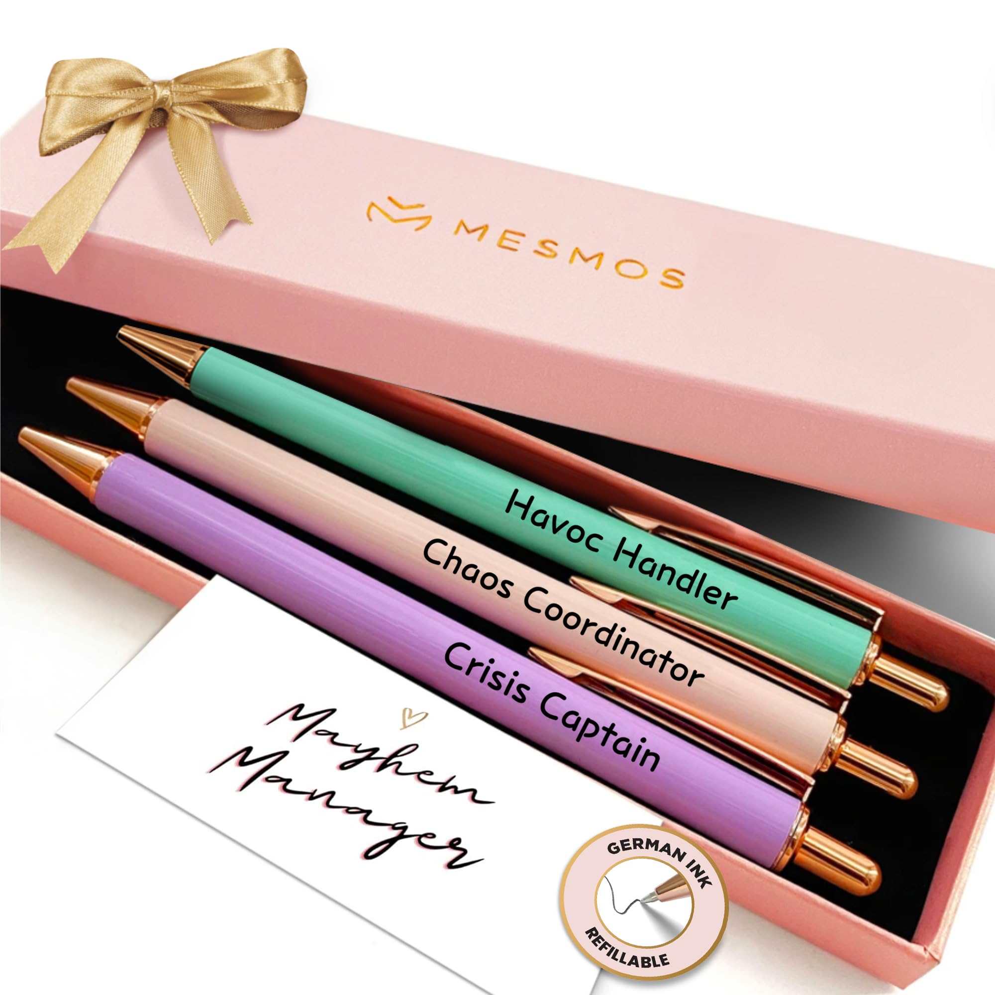 MESMOS 3pk Fancy Pen Set, Chaos Coordinator Boss Gifts for Women, Office Manager Boss Female Gifts, Leadership and Supervisor Gift, Funs with Funny