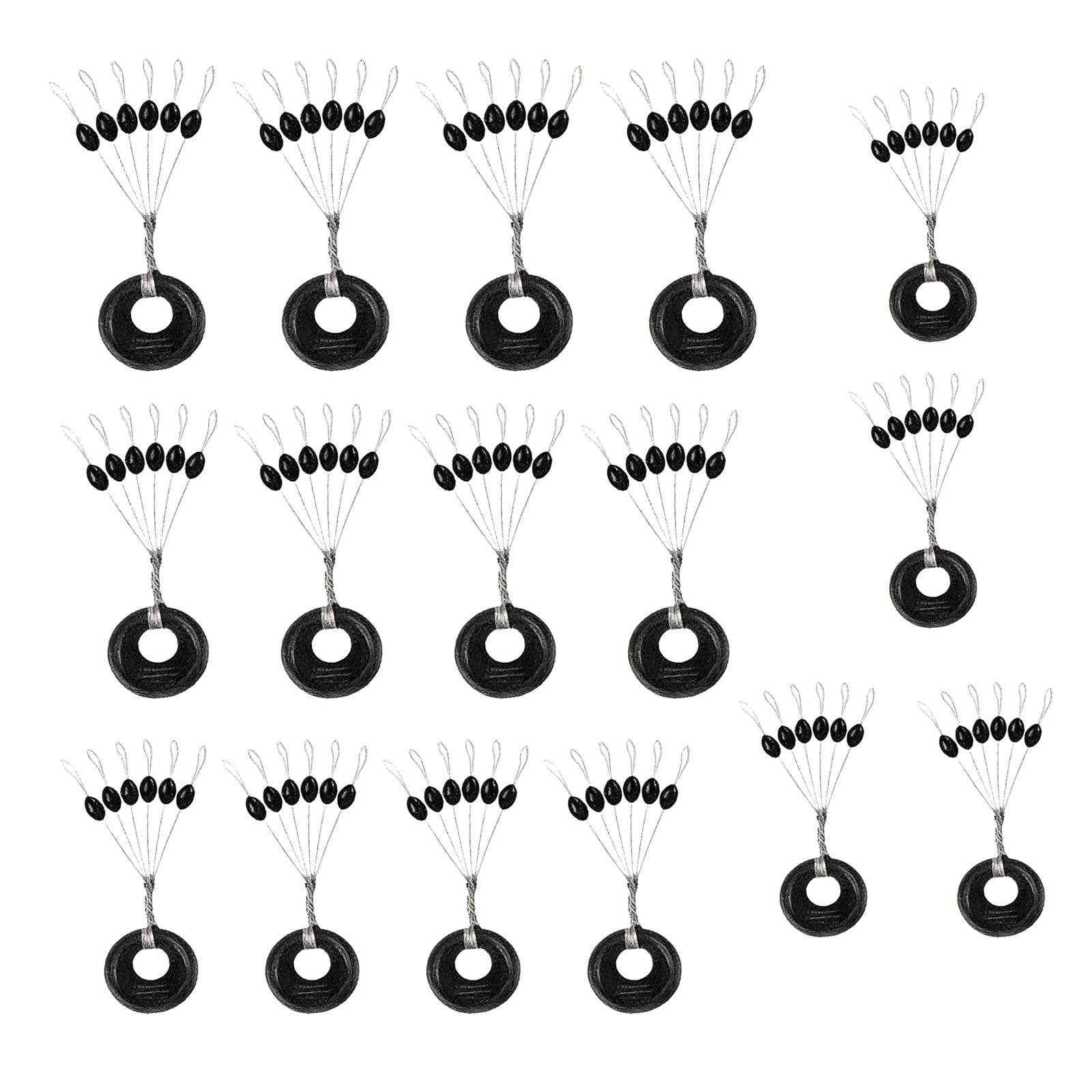 Verazquy 96Pcs Fishing Bobber Stopper, 6-in-1 Multi-Size Rubber Bead Float Stops for Coarse Fishing, Waggler Floats, Oval Grip Stops for Line 1.5-3.0mm.