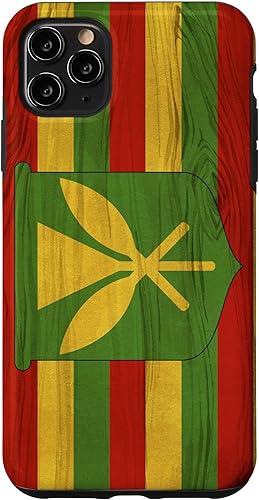 iPhone 11 Pro Max Hawaii bandera y fondo de granero vintage - Funda de orgullo hawaiano