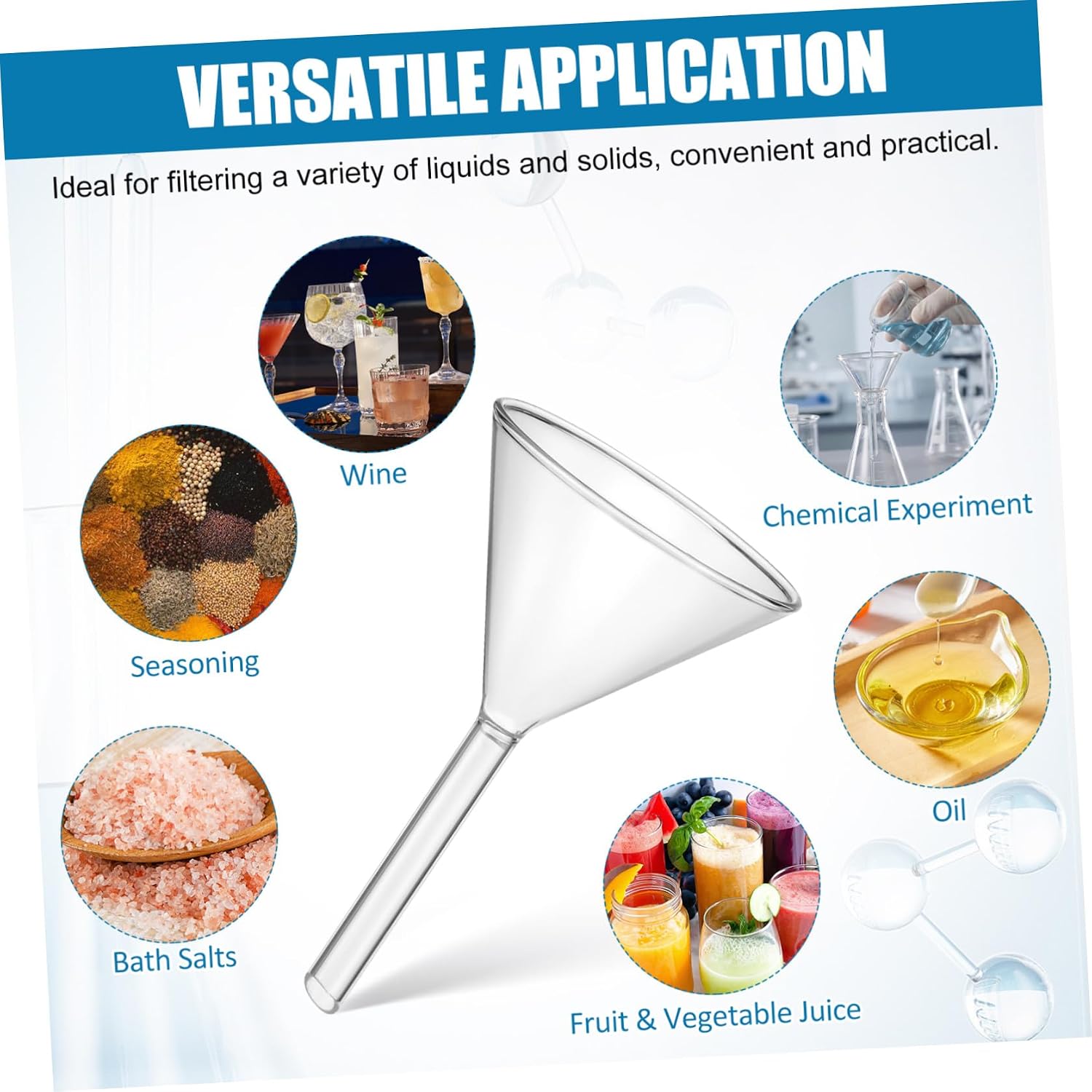 Glass Triangle Funnel 60MM Thick Tool for Liquid or Solid Sturdy Glassware for Lab Use for Chemistry Feeding