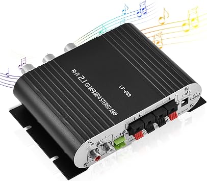 Power Amplifier Stereo Amplifier,Digital Amp Mini HiFi 2.1 Stereo Bass Auto Car Home Audio Power Amplifier with and 3.5mm Audio Input,Two Pairs of Speaker Output Clipsblack
