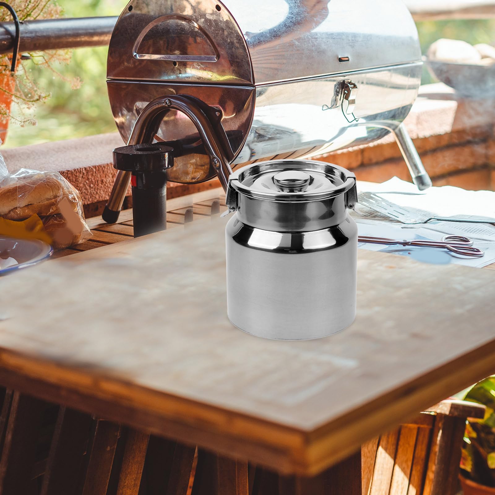 SHINEOFI Jarra de Leche de Acero Inoxidable de 2.5l Tapa Sellada para Almacenamiento Seguro en Cafeterías y Camping al Aire Libre