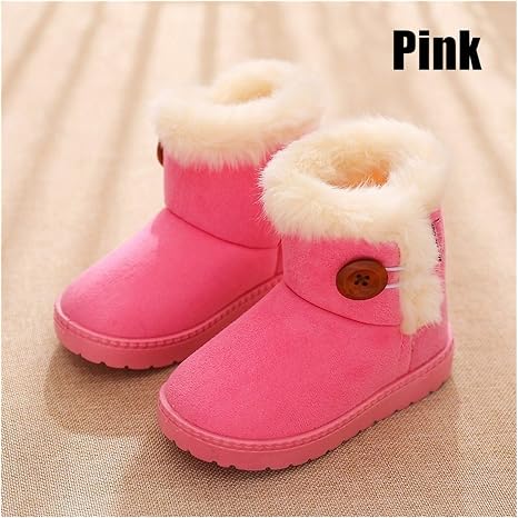 Amazon.com: Youpin Botas de invierno para niños gruesos y cálidos, con  hebilla de gamuza acolchada de algodón, botas de nieve, zapatos de niños, 6  colores (talla 21-35) (color: rosa, talla de zapato: