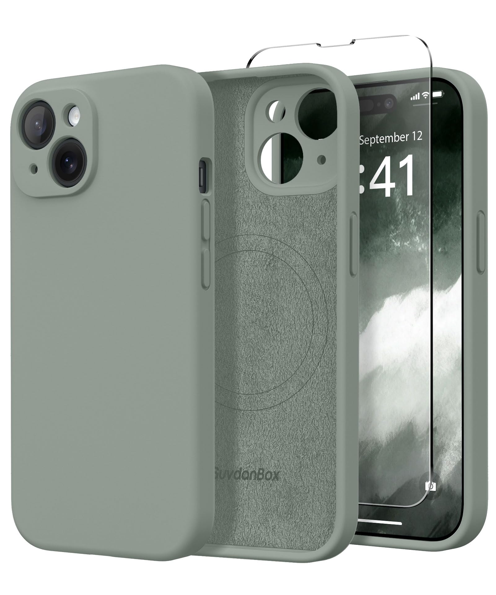 Magnetic for iPhone 15 Plus Case Silicone Calke Green