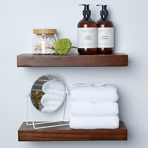Vista 25 de Homeforia Estantes flotantes de madera de 36 pulgadas, estante flotante grande de madera natural maciza de alta gama de 36 pulgadas, estantes