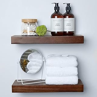 Homeforia Walnut Floating Bathroom Shelves, High End Solid Real Wood 16 ...