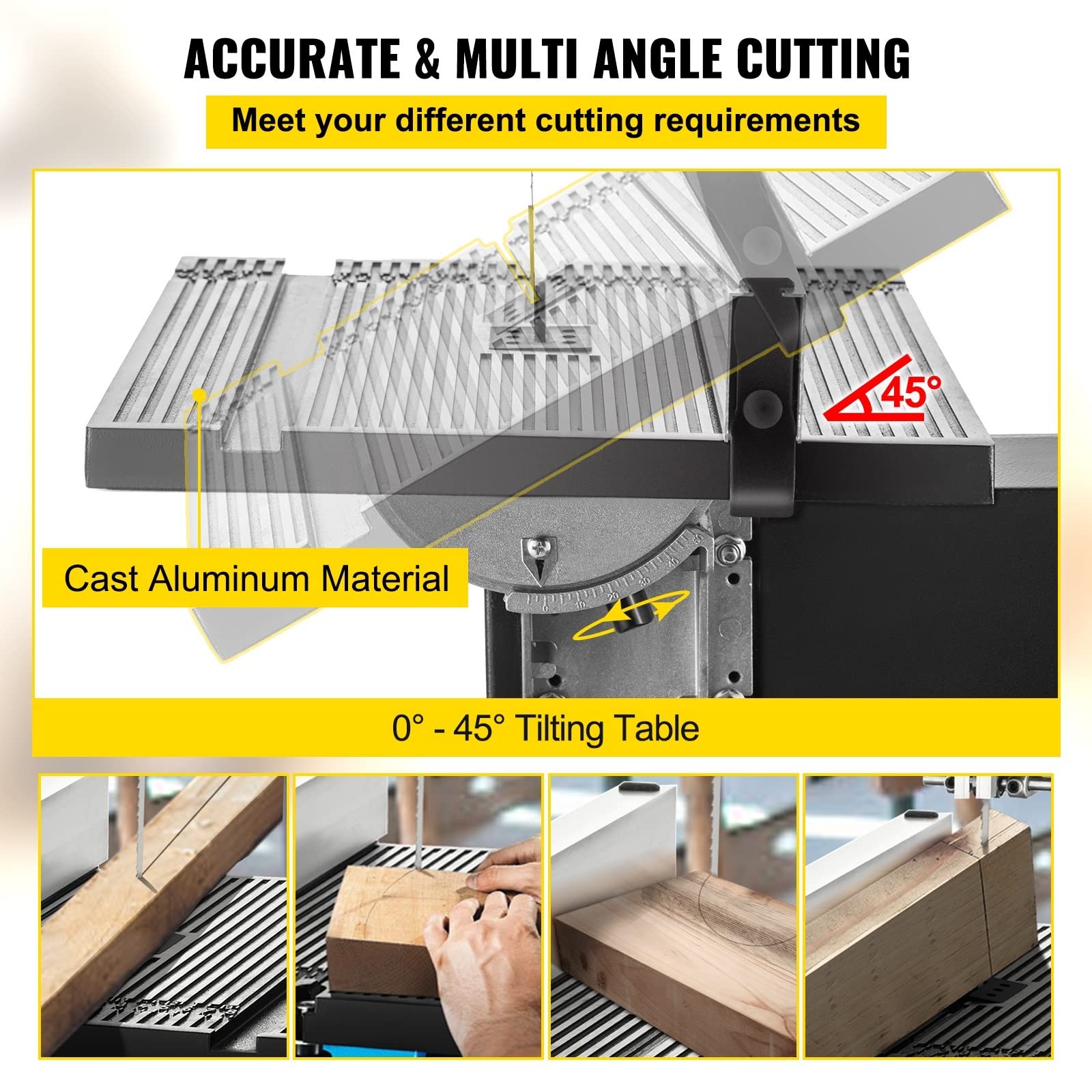 370W Benchtop piła taśmowa z portem pyłu 10 cali szerokość cięcie drewna 1700 obr./min piła taśmowa do drewna DIY Tilt Table Blade Materiały budowlane