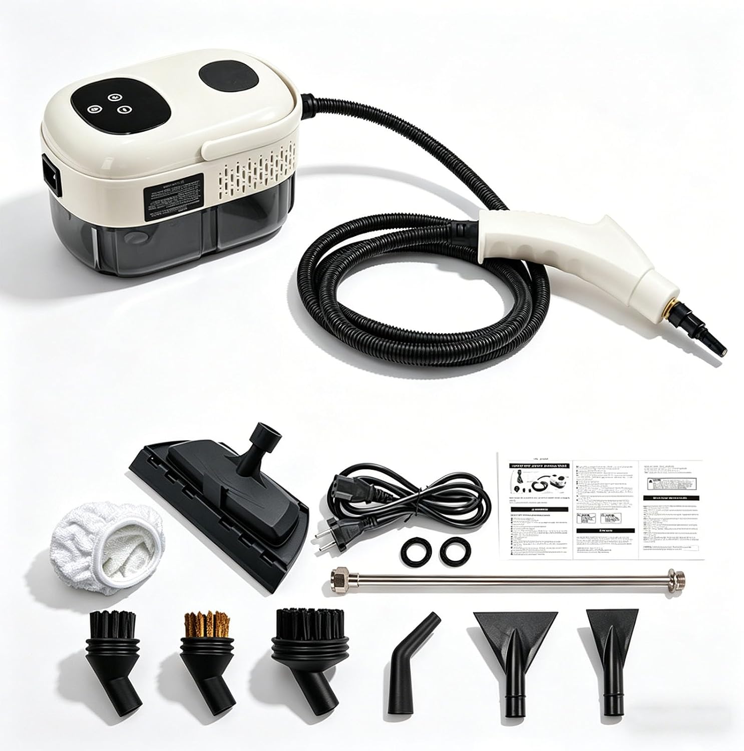 2026 Upgrade 2500w handheld high-temperature pressurized steam cleaner, Portable Multi-Surface Steamer, for Kitchen, Bathroom, Furniture, Car,Windows (White Touchscreen)