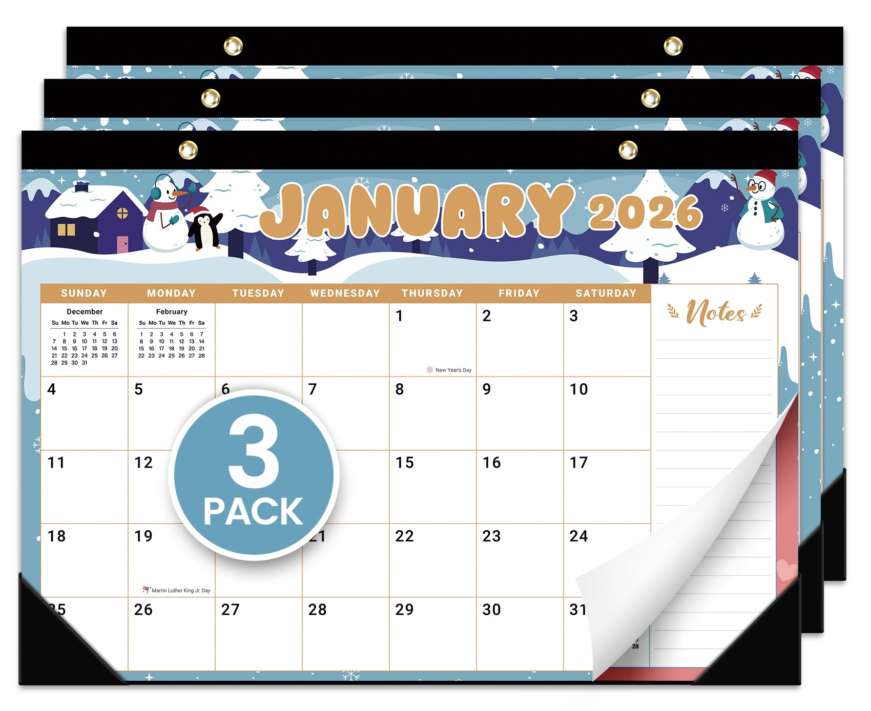 Taja 3 Pack of Desk Calendar 2026-2027, Runs Until June 2027, 17" x 12"