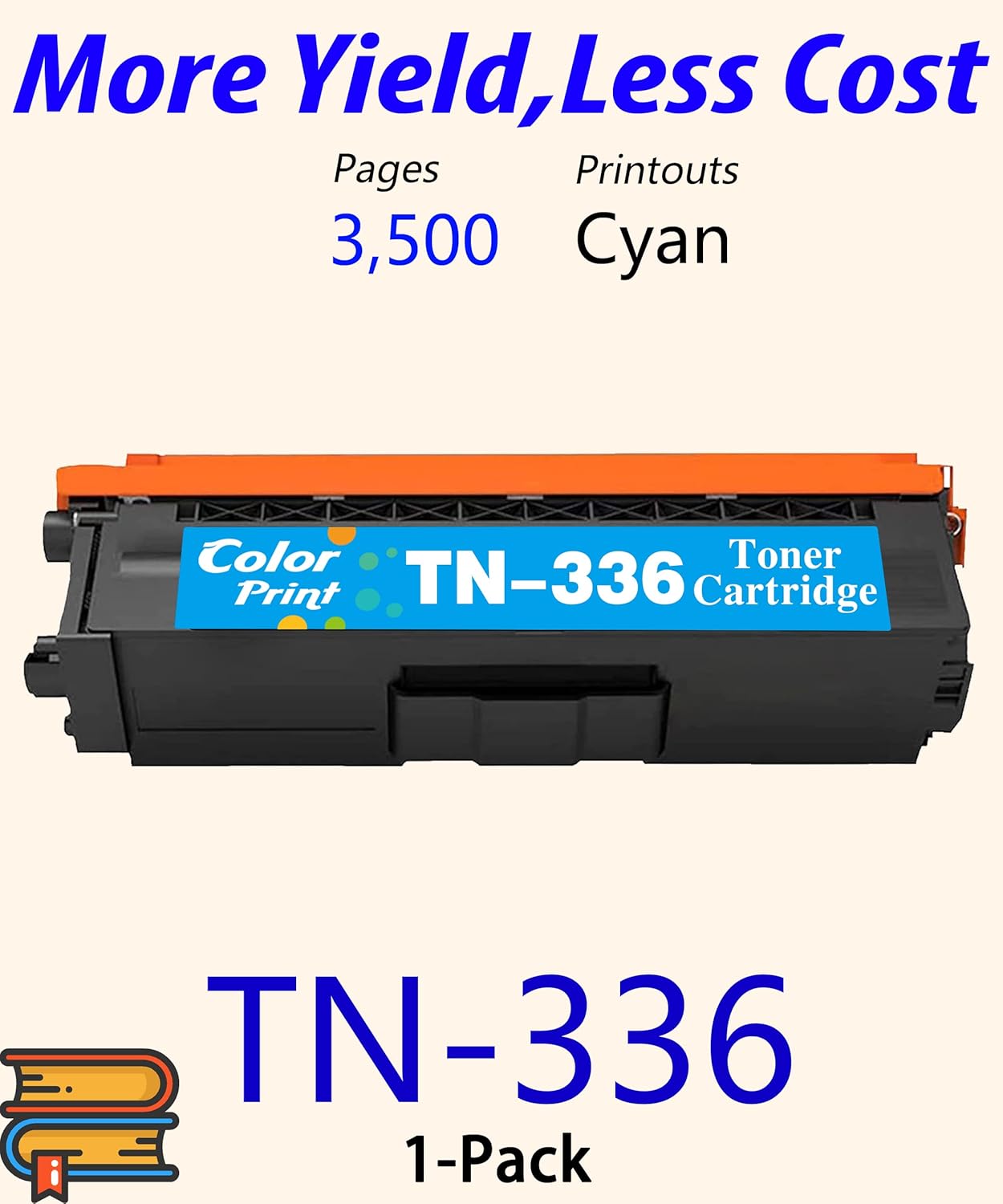Compatiblen TN-336 Cyan Toner Cartridge Replacement for Brother TN336 TN336C TN 336 for HL-L8350CDW MFC-L8850CDW HL-L8350CDWT HL-L8250CDN MFC-L8600CDW Printer (1-Pack)