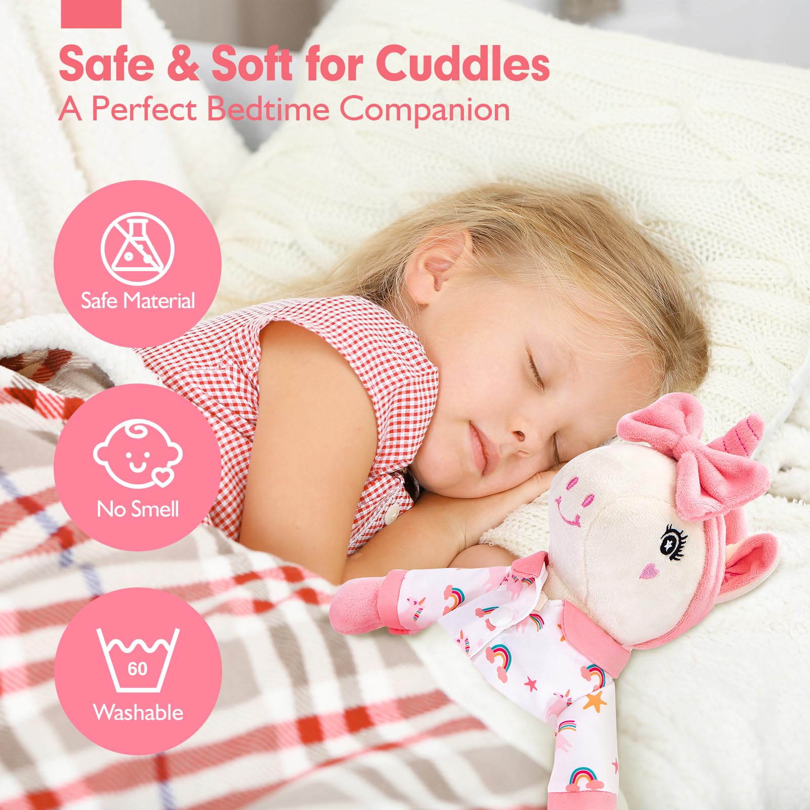 hahaland Unicornios Peluche Juguetes Niña 3 años - Muñeca para Vestir con 3 Set de Ropa y Bolsa, Unicornio Precioso Regalos Niña 3 4 5 6 años — view 6
