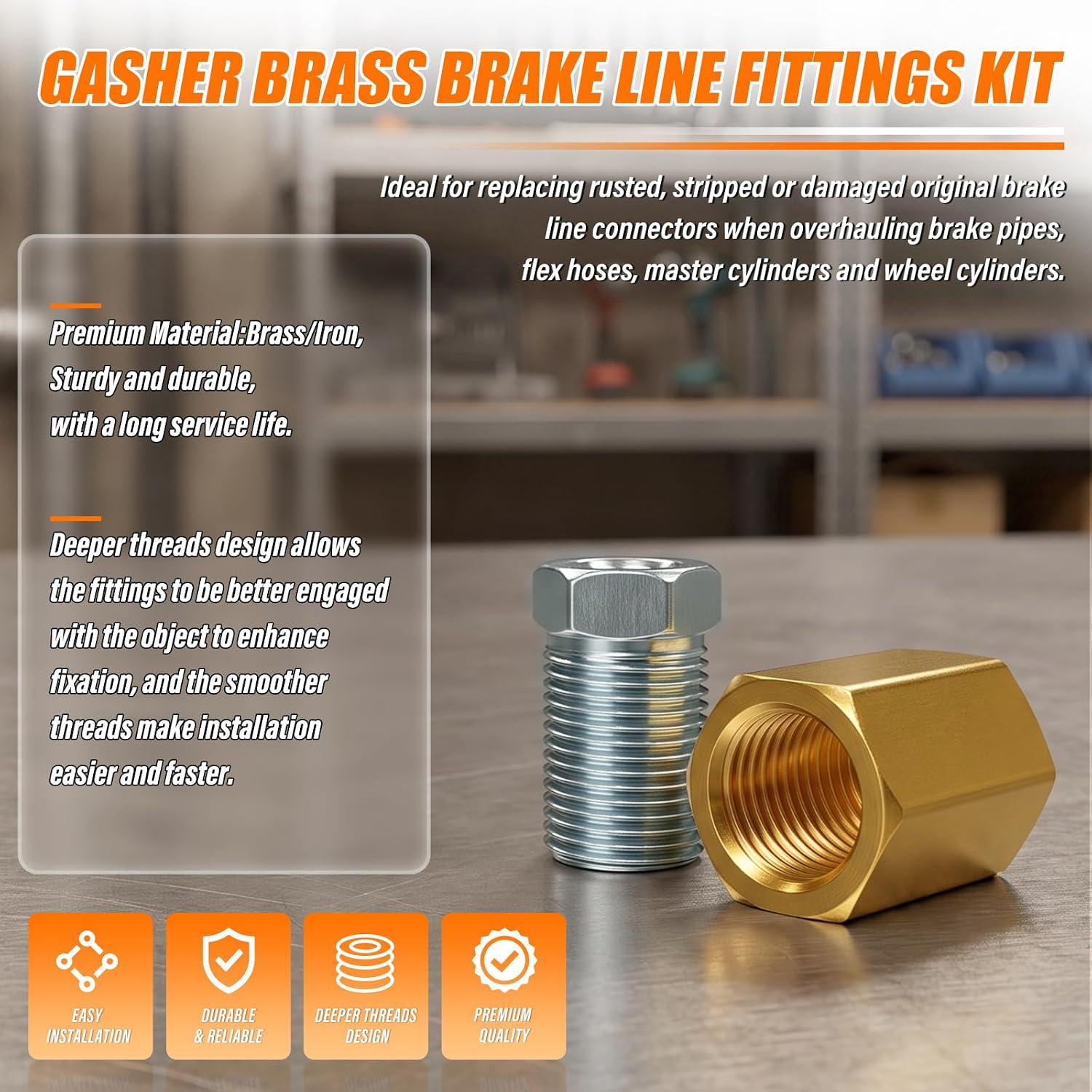 GASHER 104PCS Brass Brake Line Fittings Kit