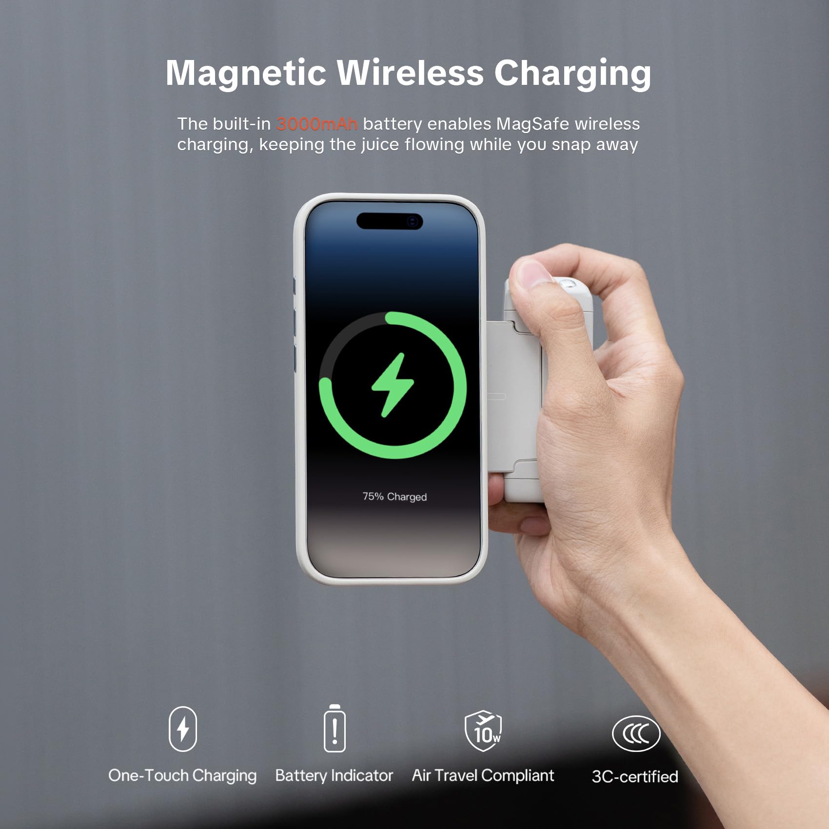 PGYTECH MagCam 2 Smartphone Grip, 3-in-1 Modular Kit, Bluetooth Controller & Charging Grip & MagSafe Magnetic Wireless Charging Stand, for iPhone 12-17/Android 14 (Black) — view 5