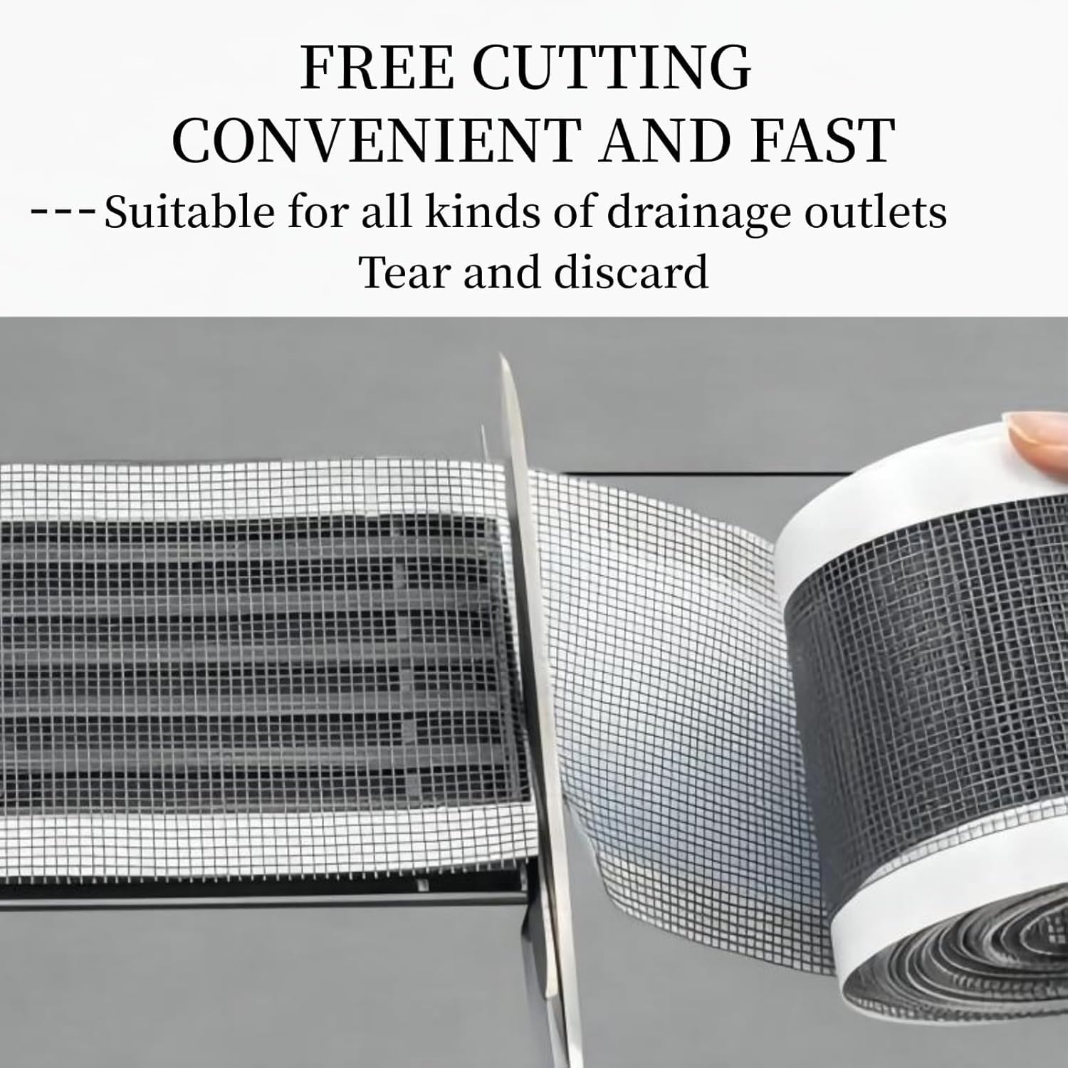 NIYANETAIL Self-Adhesive Mesh Roll 4M Drain Strainer & Hair Catcher for Shower, Bathroom, Bathtub, Washbasin Cuttable Drain Guard Sticker Roll for Floor Drains Easy-to-Use, Versatile Drain Cover 2