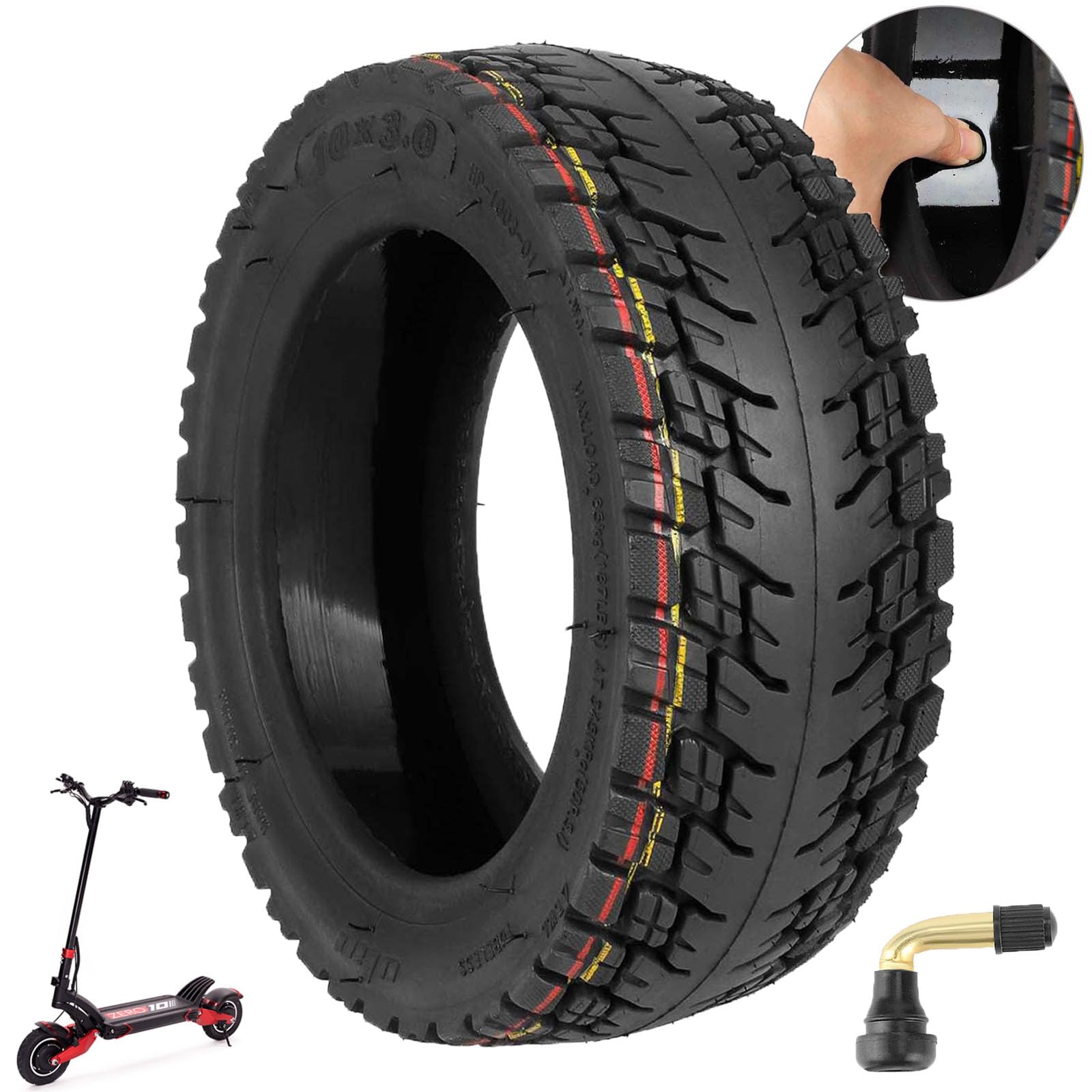 Pneu 10x2.125 10 Pouces 80/65-6 Pneus Tout-terrain U00e9pais 255x80 Pour Scooter Pneus Plein