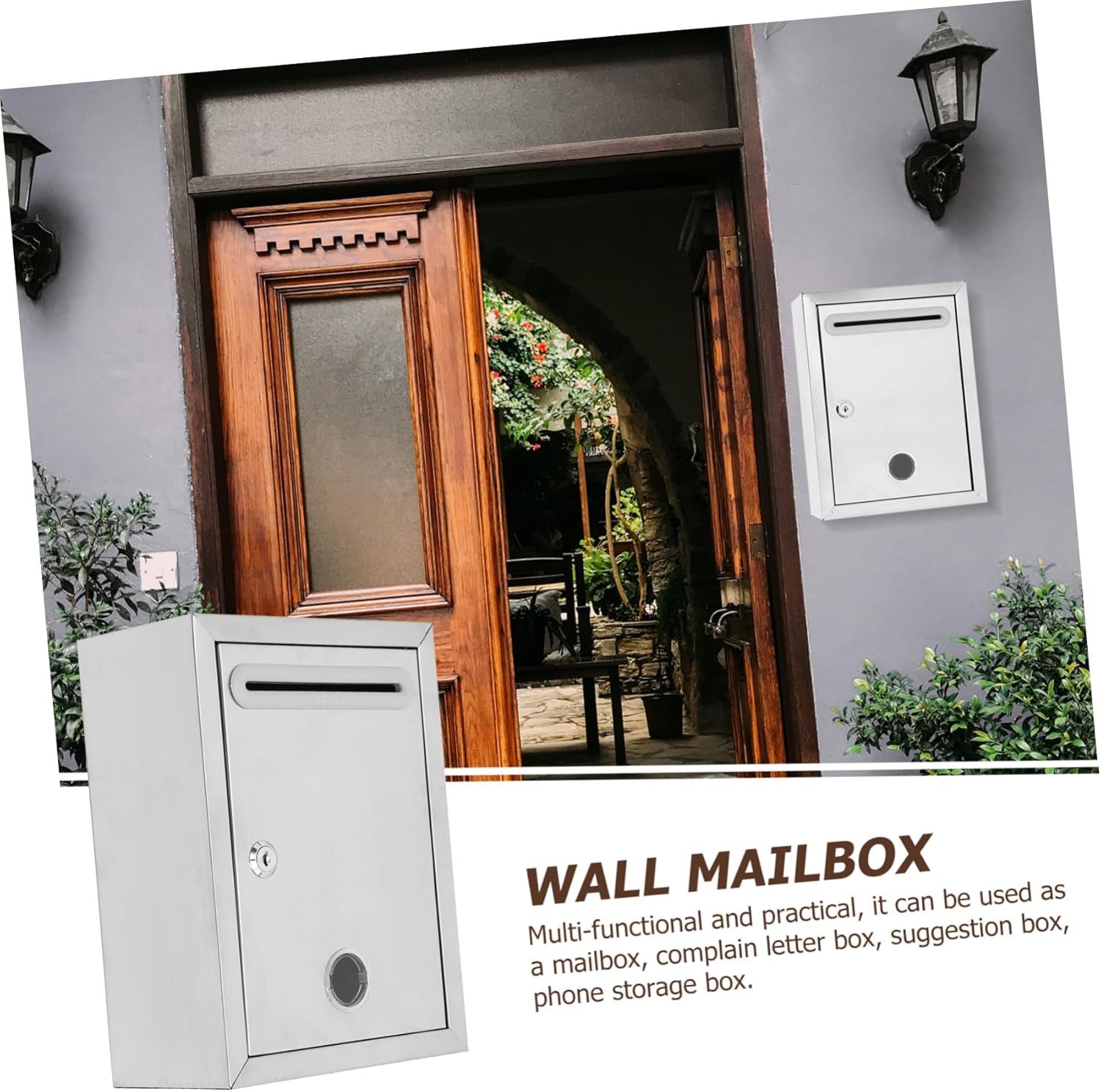 Tofficu Hanging Complaint Box with Lock Wall Mount Suggestion Box for Indoor Outdoor Use Secure Mailbox with Front Slot Transparent Window Durable