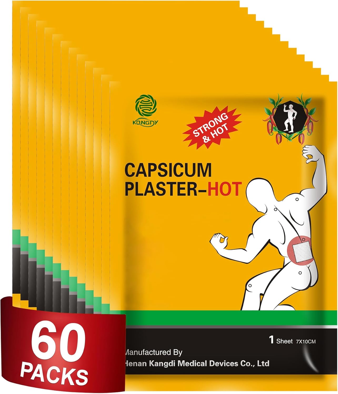 KONGDY Capsaicin Patches,100 Counts Hot Capsicum Plaster Relief Patch (7 * 10cm)