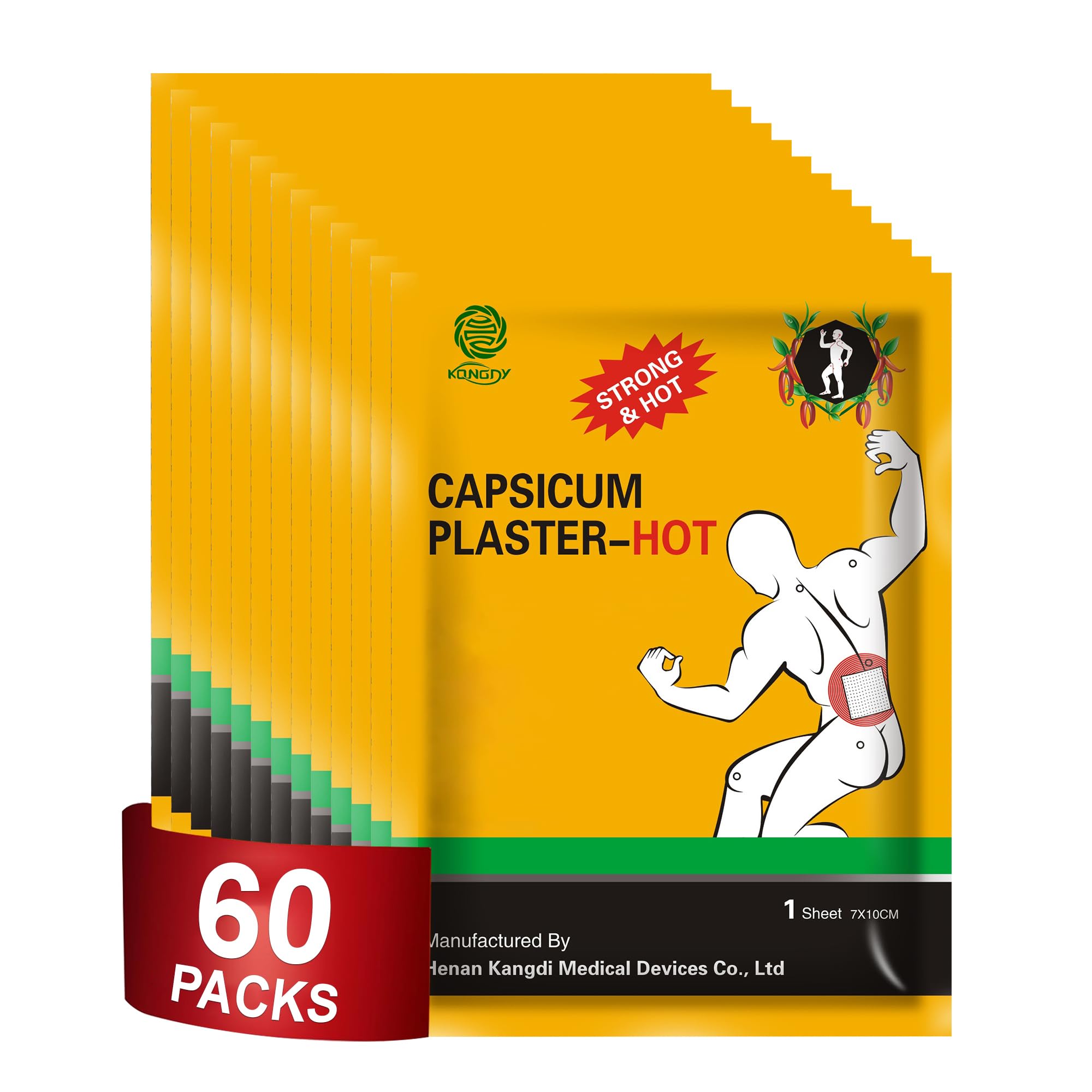 KONGDY Capsaicin Patches-60 Counts Hot Capsicum Plaster Patch (7 * 10cm)