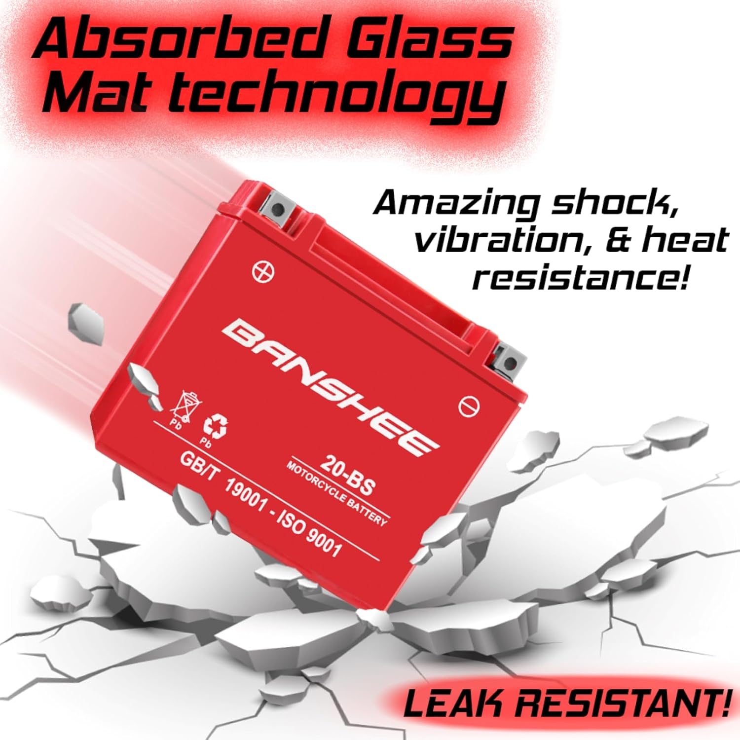 Banshee YTX20-BS AGM Battery – 12V 310 CCA – Sealed, Maintenance-Free – Replaces YTX20H-BS, UBVT-20-BS, CYTX20-BS, ETX20, APTX20-BS, MBTX20UHD, DUR20-BS – High-Performance Motorcycle Battery