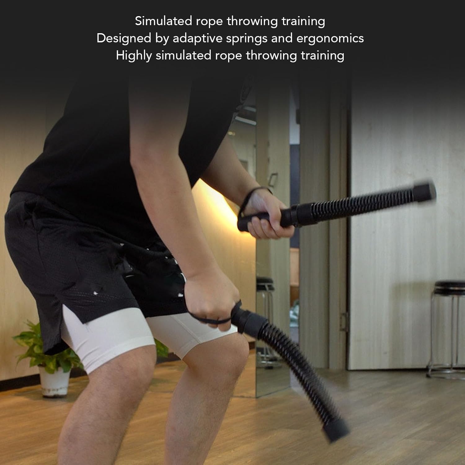 Ropeless Battle Rope, Portable Spring Exercise Training Rope, 2pcs Anti Slip Handles - Efficient Muscle Workout, Premium Material Comfort, Home Gym and Fitness Use