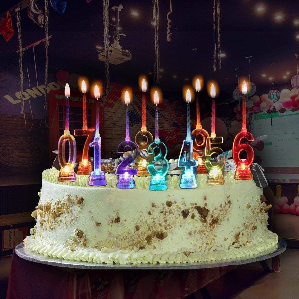 Gifts 4 All Occasions Limited Shatchi Numero 0 9 Led Clignotant Changeant De Couleur Avec 4 Bougies De Gateau En Cire Pour Anniversaire Anniversaire De Table Multicolore Fournitures De Loisirs Creatifs Decorations Et