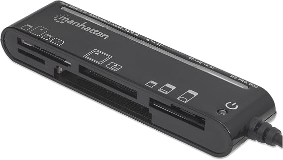 Manhattan USB 2.0 Card Reader / Writer with 5 Flash Memory Card Slots, Supports 79 Memory Card Formats, 480 Mbps Data Transfer Speed Compatible with Windows & Mac - 101998
