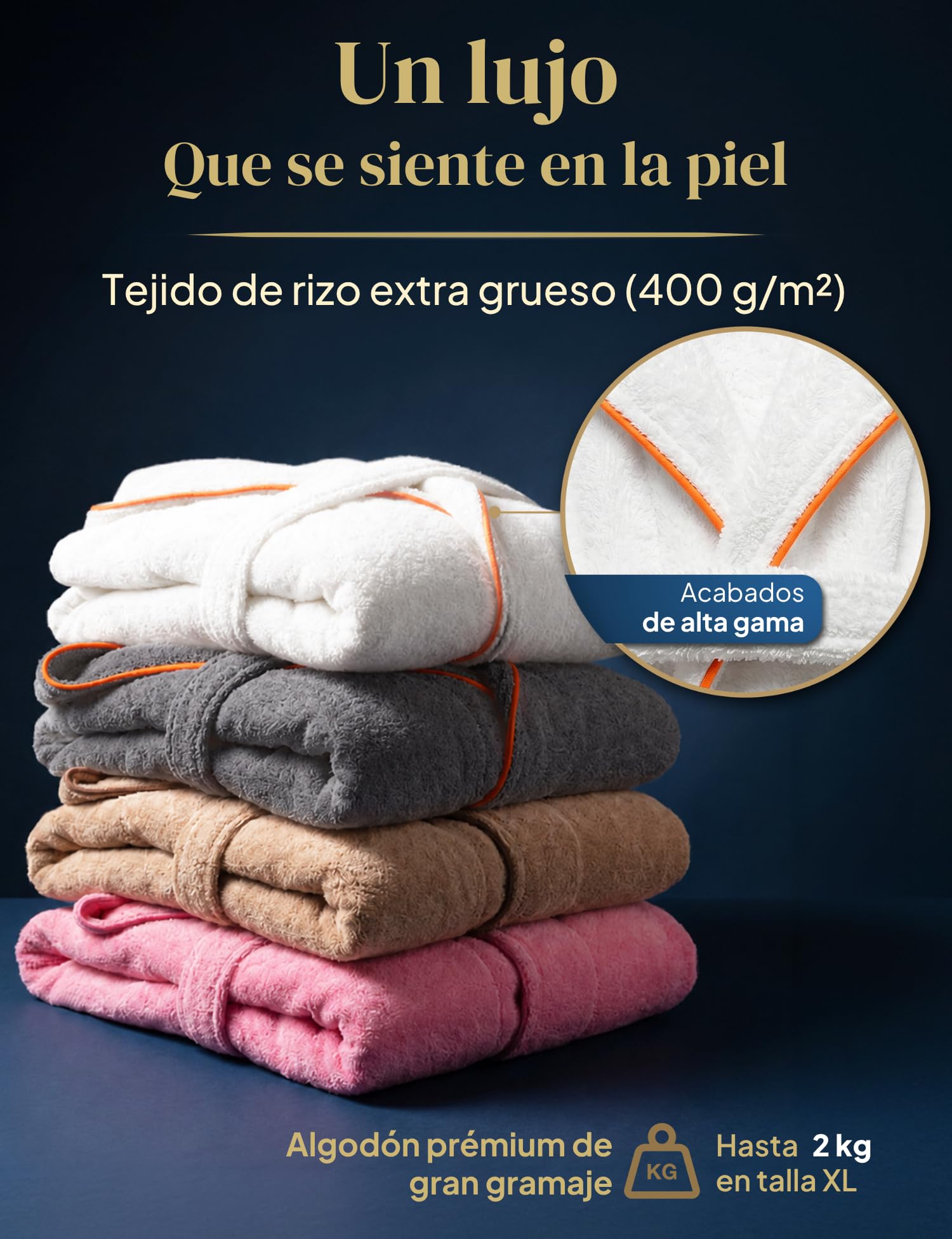 Albornoz para mujer con capucha de algodón suave - extra suave y cómodo - albornoz largo de felpa para sauna - certificado OEKO-TEX
