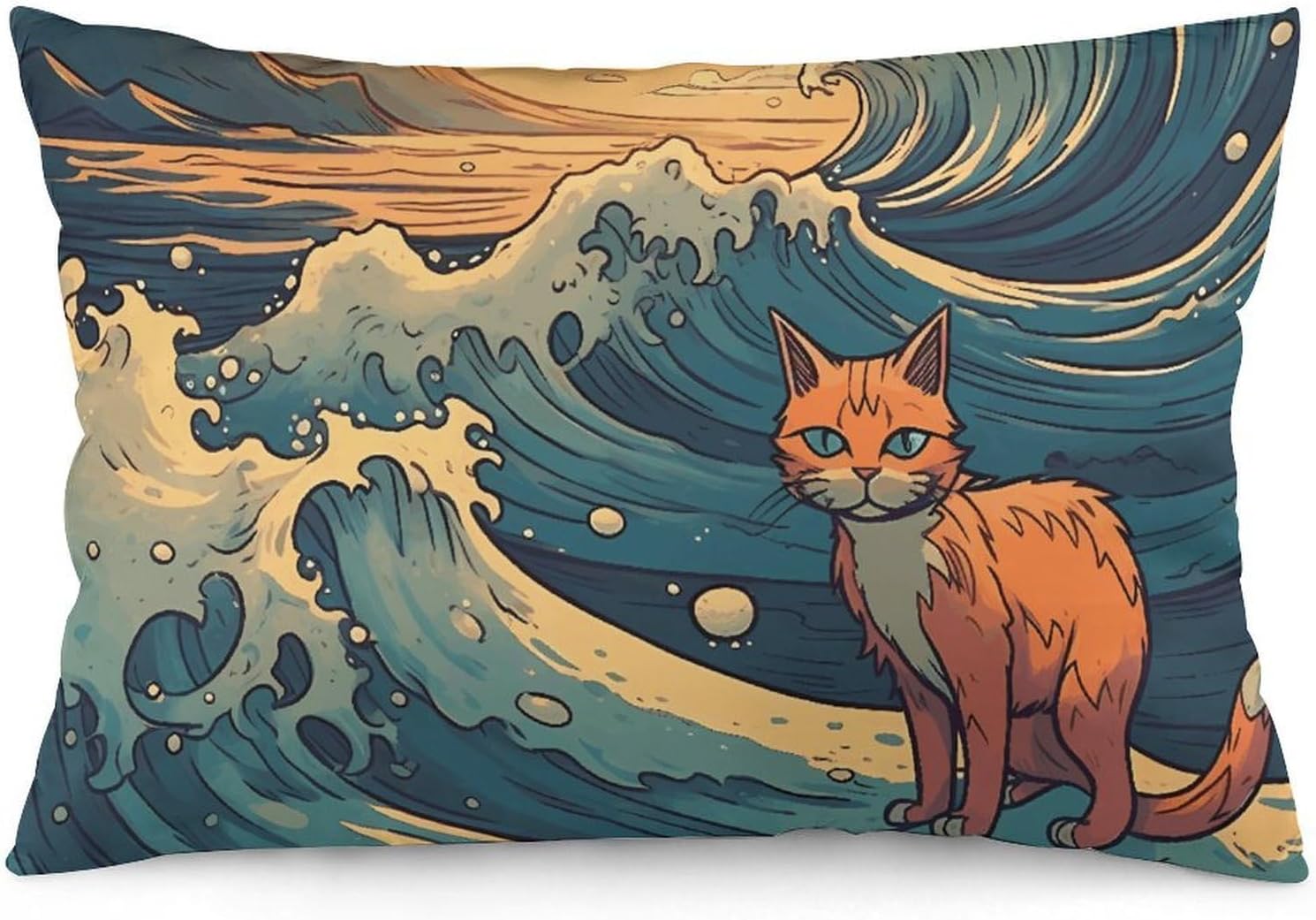 Decorative Body Pillow Cover Throw Pillow Cover Bed Pillows Case with Zipper Anime Style Cat Queen Size Pillowcases Plush Long Pillows Sham for Bedroom Sofa Patio Outdoor 12 "x20