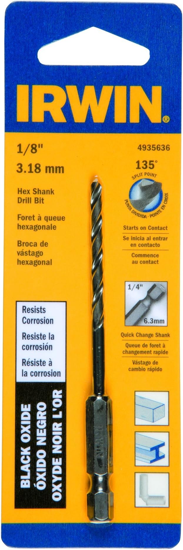 Tools 4935636 Oxide Hex Shank Drill Bit, 1/8-Inch, Black