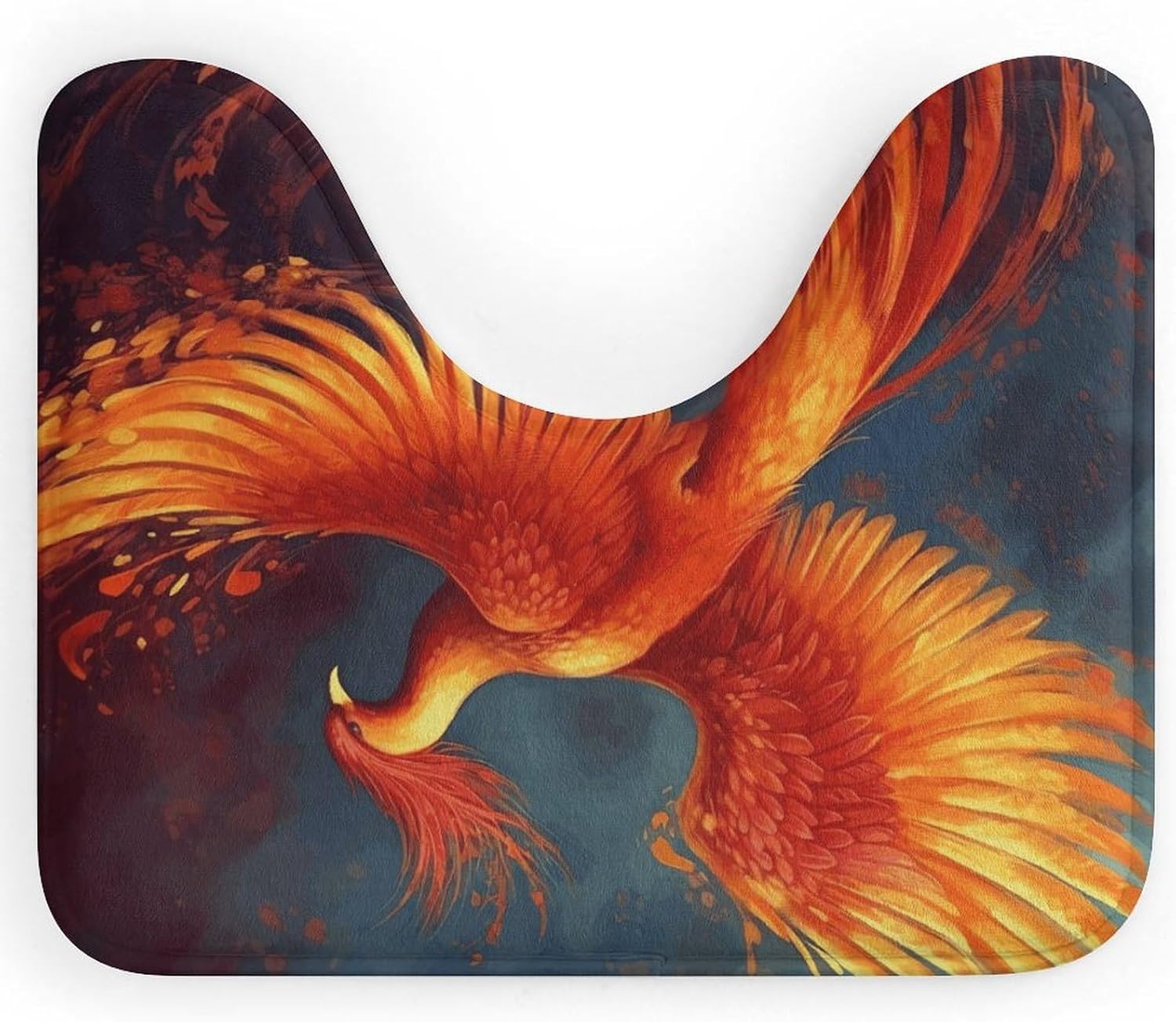 Orange Phoenix U-Shaped Toilet Bath Mat Absorbent 16x20 Inch