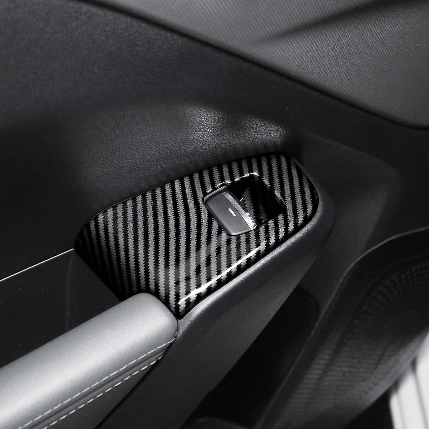 KUNGKIC For 2023 2024 2025 Subaru Crosstrek Window Button Frame Cover Door Window Control Switch Panel Cover Carbon Fiber Pattern Protect Interior Trim Cover Decal Car Accessories ABS