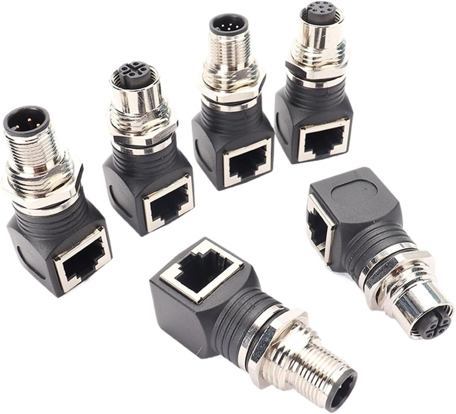 Adapter M12 to RJ45 Female Ethernet Adapter Extension 4-core D-Type 8-core X-Type A-Type Waterproof(M12 Revolution to RJ45 Bend 8 core)