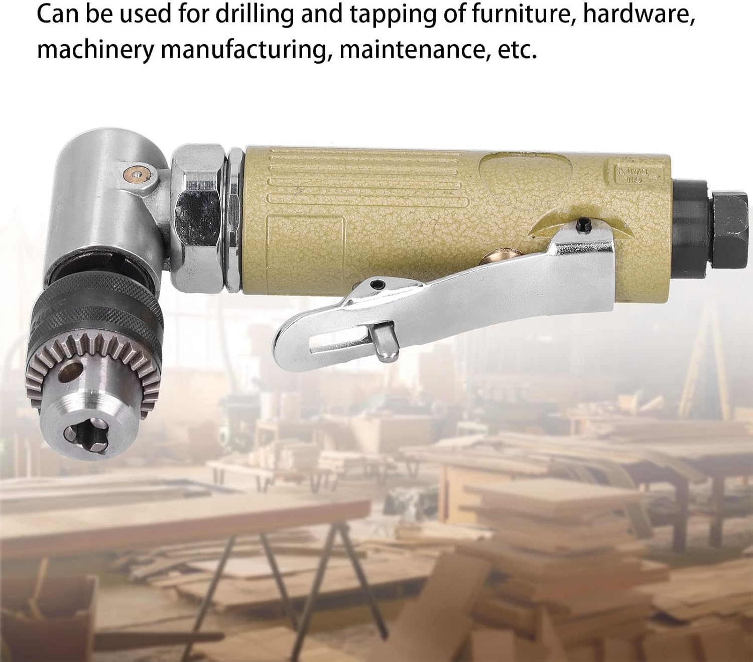 Pneumatic Powerful Angle Drilling Tapping, 90 Degree a ir Angle Reversible Drill, Reversible Right Angle Heads a ir Drill, Pneumatic Drilling Super Power Tool with Wrench 3/8inch Chu