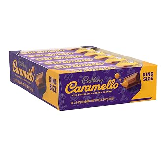 CADBURY CARAMELLO Milk Chocolate Caramel King Size Bars, 2.7 oz, 18 Ct | King Size CADBURY Milk Chocolate Candy Bars Filled with Caramel, for Parties and Sharing