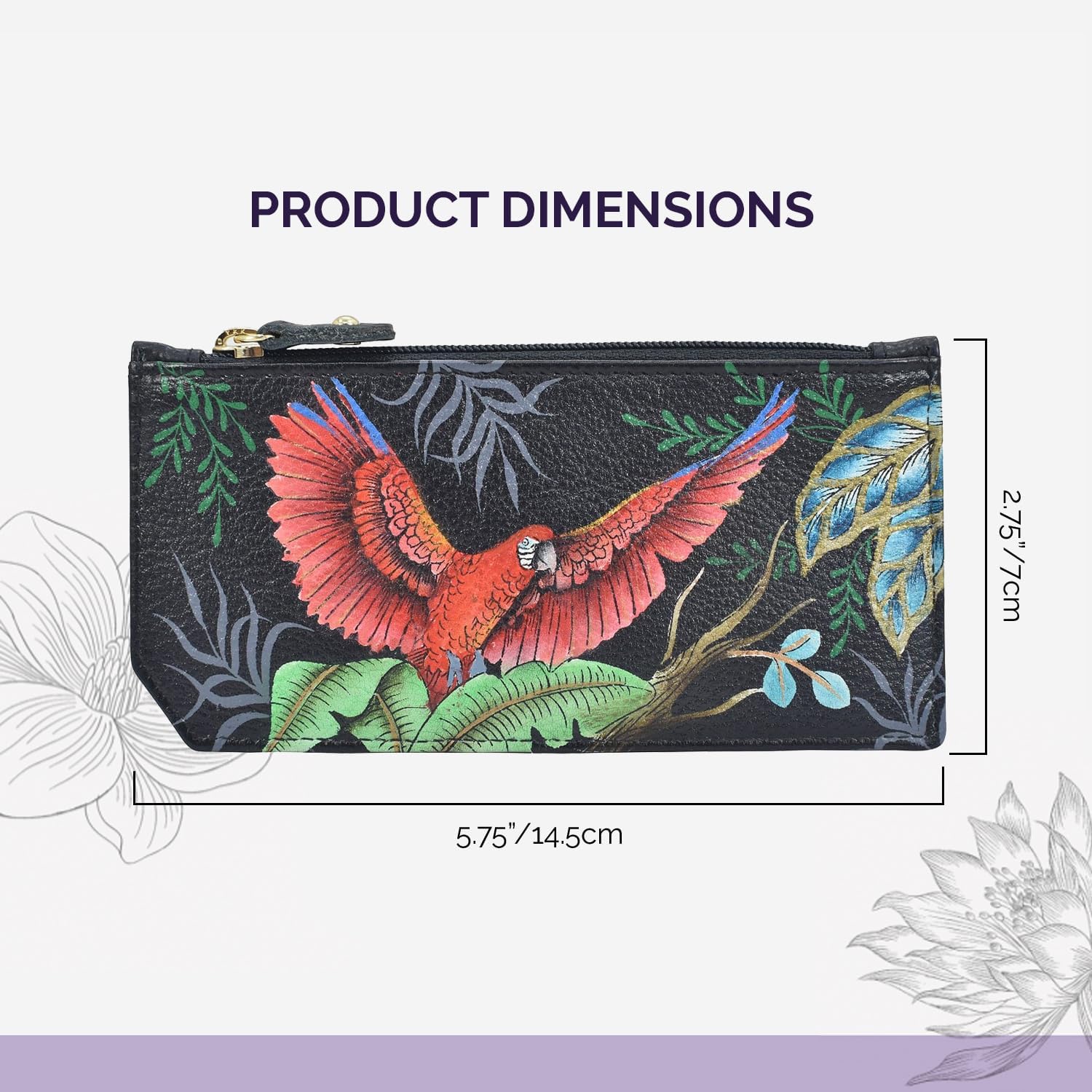 Anuschka Women's Hand-Painted Genuine Leather RFID Blocking Card Case with Coin Pouch - Rainforest Beauties