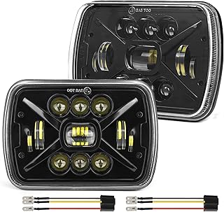 5x7 7x6 LED Headlights 75W Bright Anti-glare High Low Beam Sealed Headlamps,H6054 Compatible for Jeep Wrangler YJ Cherokee XJ GMC Replacement H5054 H6054LL 69822 6052 6053