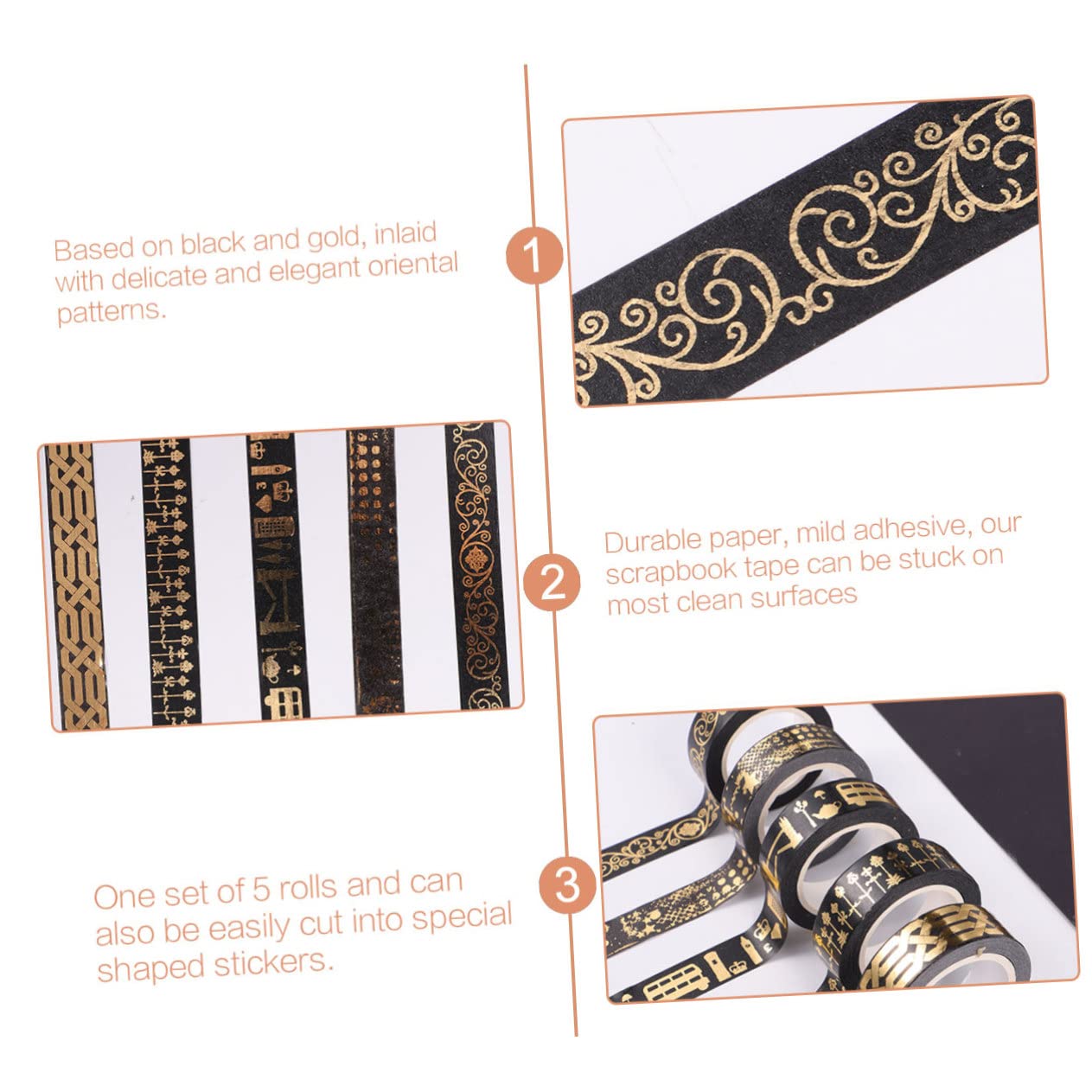 Angoily 3 Sätze Washi Tape Dekoratives Klebeband Für Fotoalben Diy Journals Bastelprojekte Bunte Designs Für Kreative Mädchen Und 5 Rollen * 3