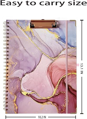 Miniatura 2 de Folio portapapeles con bloc de notas y bolsillo, portapapeles con bloc de notas forrado recargable, 5 divisores con almacenamiento 10 bolsillos,