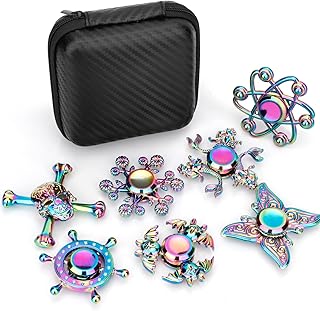 Rainbow Fidget Spinners Toys for Kids Adults, Fidget Toys Metal, 7 Pack Finger Hand Spinners, Desk Toy Goodie Bag Fillers Stuffers Gift Stress Releif Anti Anxiety Toys Party Favors Supplies