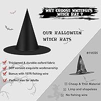 Vista 2 de Sombrero de bruja para decoración de Halloween, 12 piezas de sombreros de bruja negros gruesos, accesorio de disfraz a granel, sombrero de mago