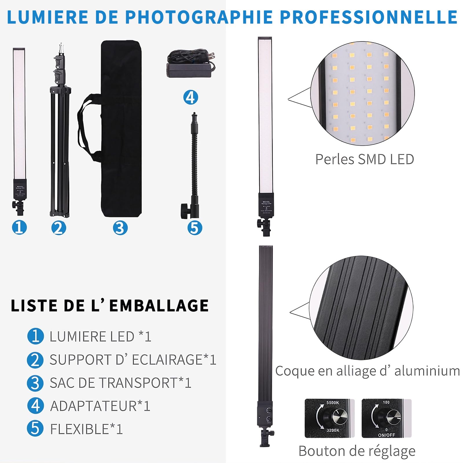 Lumière de Photographie LED Kit, Tatouage Extension de Cils