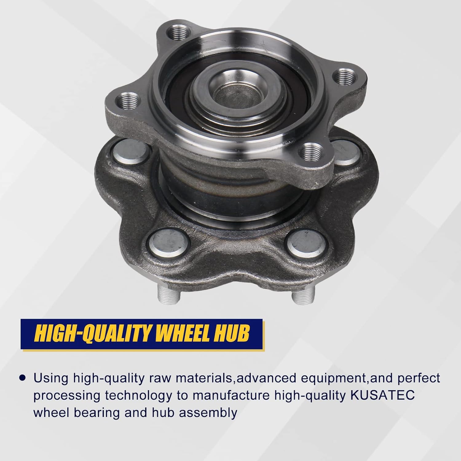 KUSATEC Rear Wheel Bearing & Hub Assembly - Compatible with 2002-2006 Nissan Altima, 2004-2008 Maxima, 2004-2009 Quest - 5 Lug w/ABS